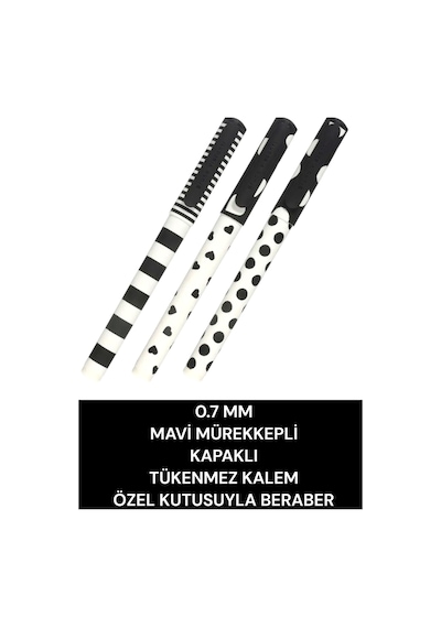 0.7 Mm Mavi Mürekkepli Kapaklı Tükenmez Kalem Özel Kutusuyla Beraber Siyah