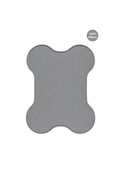 %100 Silikon Kokusuz Plastik Ve Pvc İçermez Köpek Beslenme Paspası Köpek Mama Matı-gri