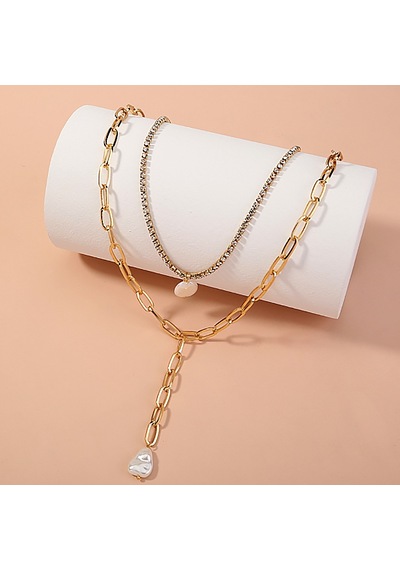 Chavin 2 Katmanlı Antik Para Gold Alloy Kadın Zincir Kolye En27 Altın