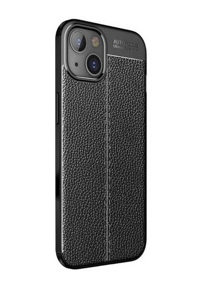 Apple Uyumlu iPhone 15 Ultra Darbe Emici Kamera Korumalı Deri Desenli Silikon Kılıf - Siyah