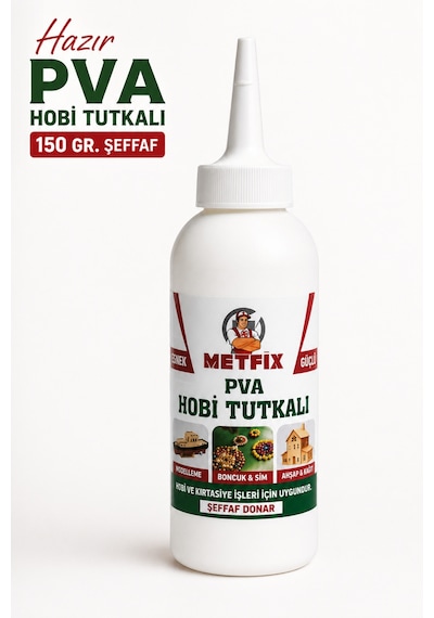 Metfix Şeffaf Hazır Pva Hobi Tutkalı 150 Gram Ahşap Karton Kumaş Kağıt Uygulama Maket Yapıştırıcısı