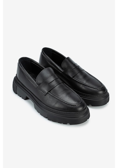 Lofer Erkek Deri Eva Tabanlı Bantlı Klasik Loafer Siyah