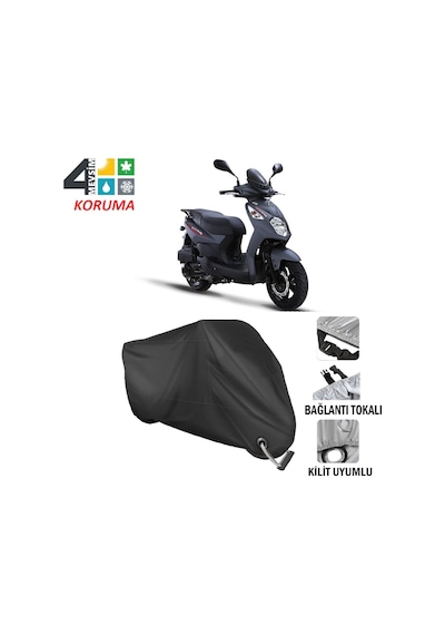 Sym Orbit Iı 125 Motosiklet Brandası ( Kilit Uyumlu - Siyah
