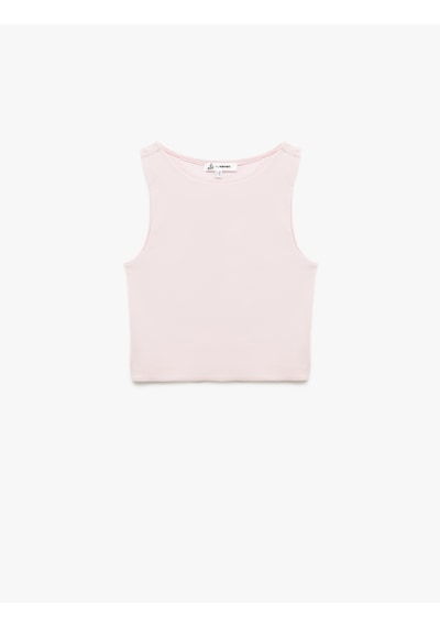 Koton Bisiklet Yaka Kolsuz Dar Kesim Pamuklu Basic Crop Atlet Pembe 5sal30204ık Gül