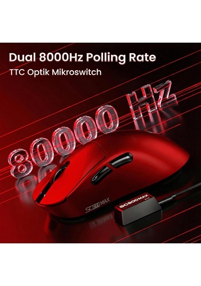 Sc900 Max Paw3950 Sensör 30000 Dpı 8000hz Kablolu Ve Kablosuz Gaming Oyuncu Mouse Kırmızı