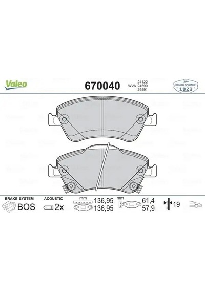 Toyota Corolla De150 On Fren Balatasi 1.4 D-4d 2007-2013 Valeo 670040