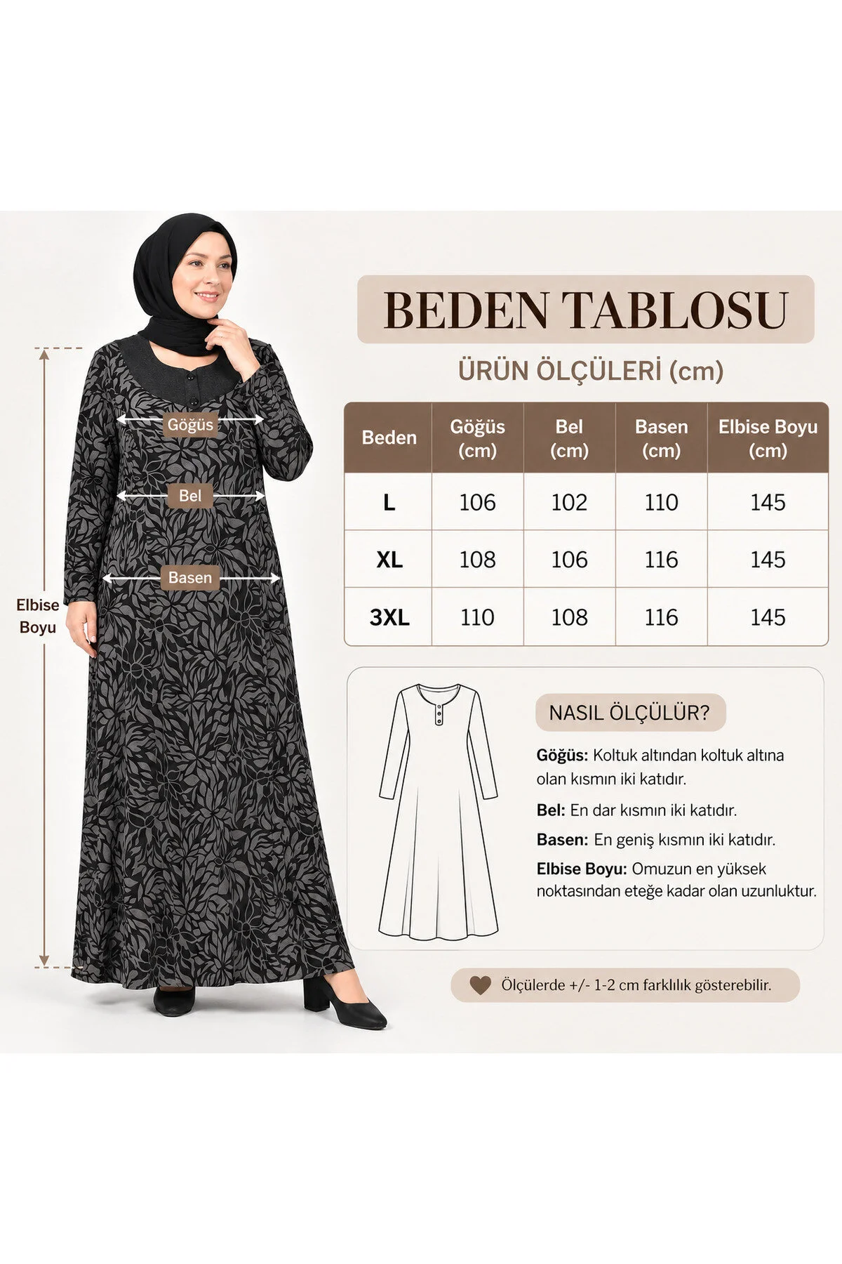 Neco Giyim Kadın Büyük Beden Uzun Kol Desenli Tesettür Elbise Çiçek Desenli Günlük Elbise Mürdüm Neco Giyim Kadın Büyük Beden Uzun Kol Desenli Tesettür Elbise Çiçek Desenli Günlük Elbise Mürdüm