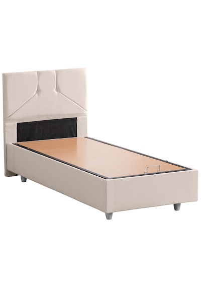 Wick Tek Kişilik Baza Başlık Letto Yatak Seti - Krem 90 x 200