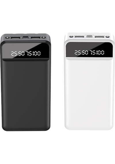 22.5w Hızlı Şarjlı Led Ekranlı 30.000 Mah Yüksek Kapasiteli 4 Çıkışlı Taşınabilir Şarj Cihazı Beyaz