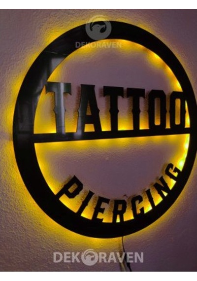 Tattoo & Piercing Led Işıklı Tablo-İç Mekan Tabela