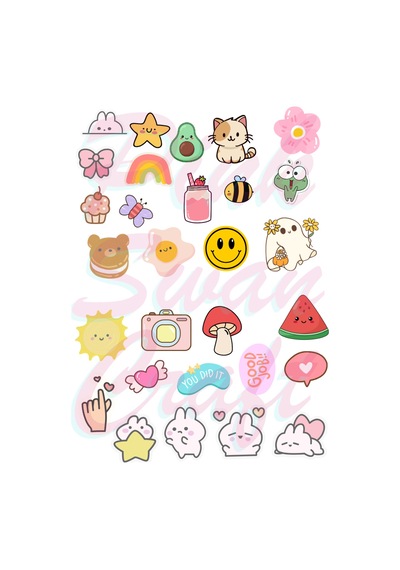 110 Parça Sevimli Cute Kawaii Etiket Seti Paketi, Bullet Journal, Scrapbook, Planlayıcı, Ajanda Diğer