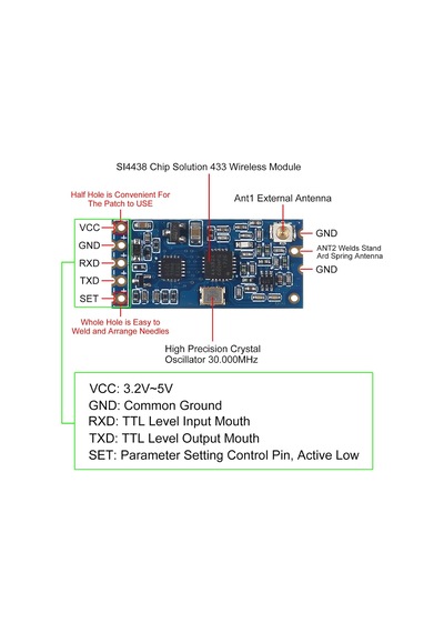 2 Adet Hc-12 433mhz Sı4463 Sı4438 Kablosuz Seri Port Modülü 1000m Antenli Rf Uart Seti