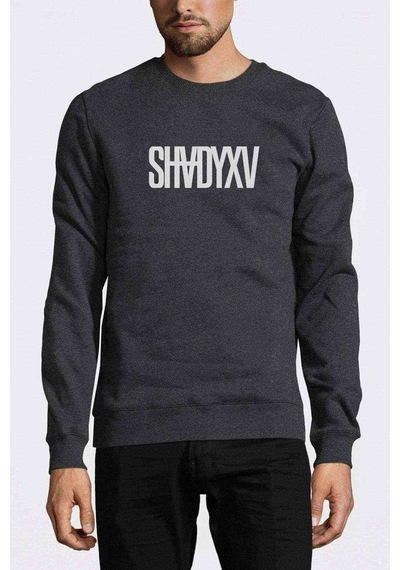 Shvdyxv Logo Baskılı Füme Antrasit Erkek Örme Sweatshirt U