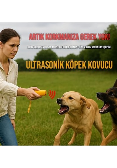 Erol Av Ultrasonik Köpek Kovucu Ve Eğitici Cihaz Frekanslı, Led Flaşlı Varta Pil Hediye