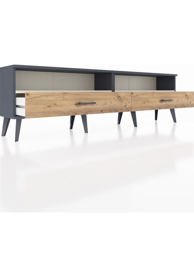 Arges Tv Ünitesi 2 Raflı 2 Çekmeceli 176x30x51 Antrasit-aytaşı/çam Aytası/atlas Çam