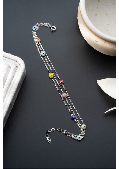 Çekirdekjewelry 925 Ayar Gümüş Renkli Boncuklu Bileklik Gri
