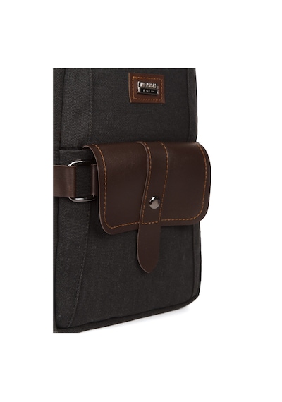 Newish Polo Erkek Kanvas Kumaş Çapraz Bel Ve Omuz Çantası New259 - Siyah - Kahverengi