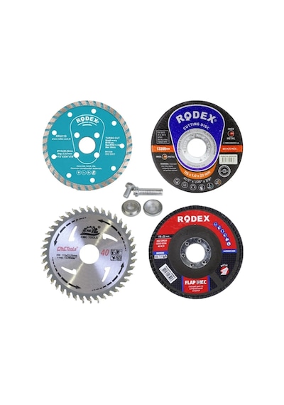 5 Parça Mermer Inox Ahşap Metal Flap Kesici Kesme Disk Spiral Avuç Içi Taşlama Seti 115 Mm