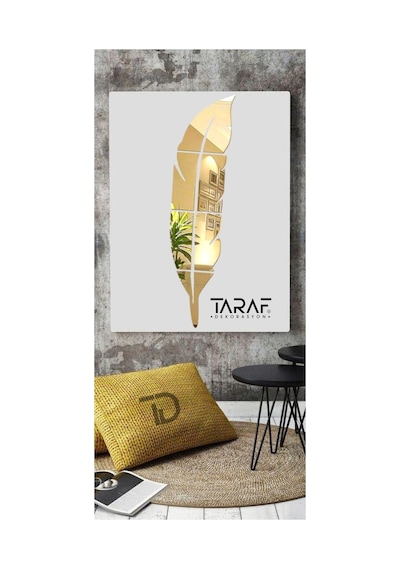 Tüy Figürlü Dekoratif Gold Pleksi Ayna