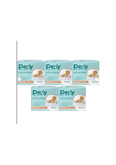 Pepy Köpek Hijyenik Tuvalet Eğitim Pedi, 60x90 Cm, 30'lu X5 Adet, Yapışkan Bantlı