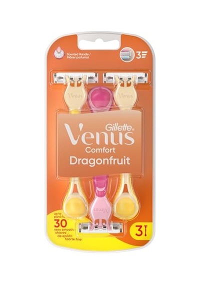Gillette Venus 3 Tek Kullanımlık Tıraş Makinesi, Kadın, 3 Ejderha Meyvesi Kokulu Tıraş Makinesi