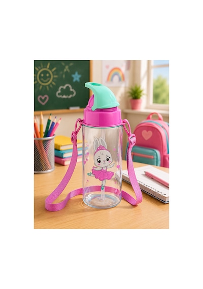 Third Tritan Desenli Pipetli Matara Suluk 500 Cc Pembe
