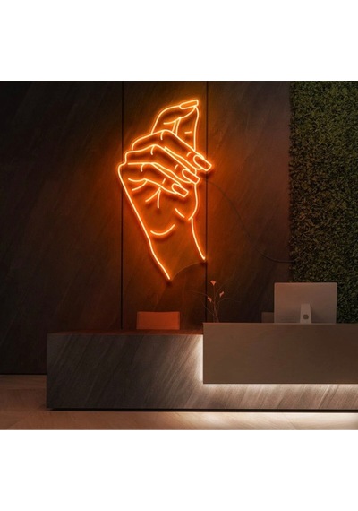 El Figürlü Neon Tabela Turuncu