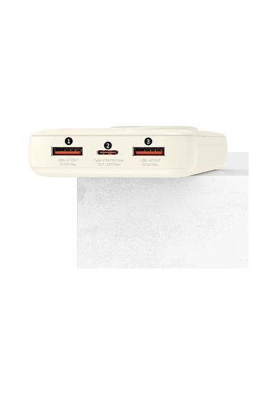 Recci RPB-P48 22.5 W 10000 mAh PD 20 W Dijital Led Göstergeli Hızlı Şarj Powerbank Krem
