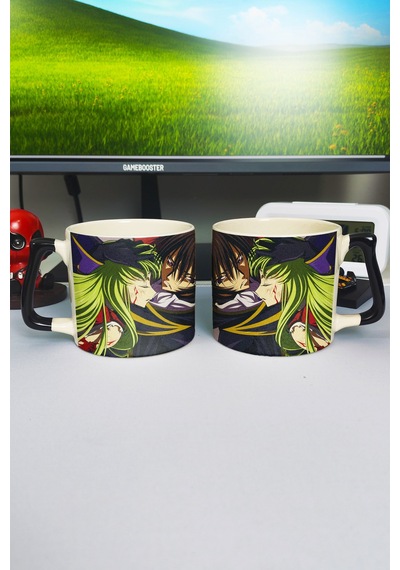 Code Geass Anime Baskılı Seramik Lüks Kupa 1 Adet Özel Siyah Kulp Dalga Kulp V2d Çok Renkli