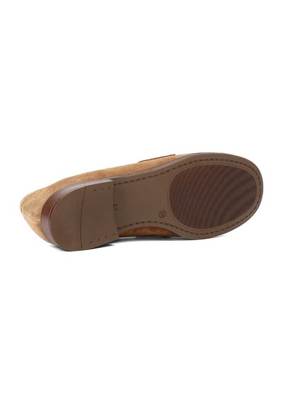 Kadın Taba Püsküllü Süet Deri Loafer