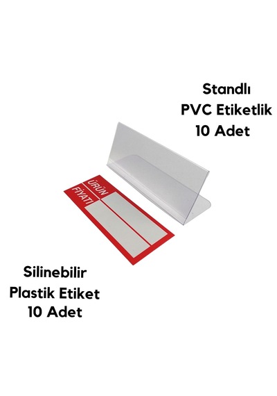 10 Adet Ayaklıı Etiket Seti 10x4 Cm Silinebilir Ürün Raf Vitrin