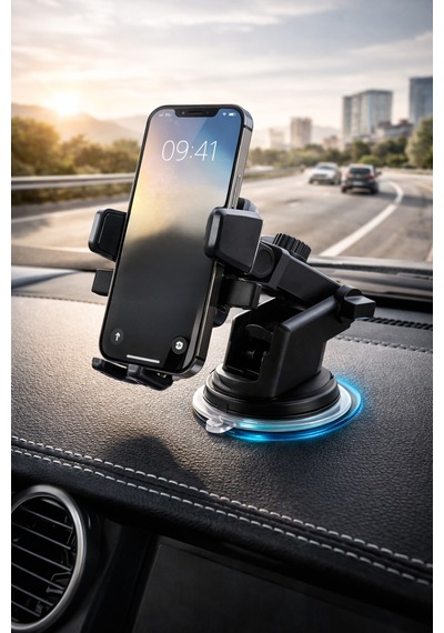 Mega Oto Market 360 Dönebilen Araç İçi Ve Masaüstü Telefon Tutucu Güçlü Vantuzlu Çok Yönlü Oto Telefon Standı
