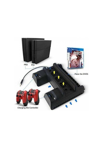 Playstation4 Slim Ps4 Pro Uyumlu Fanlı Stand Ve Oyun Kolu Usb Şarjlı Ps4 Şarj Standı Multifunctional