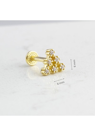 Glorria Altın Piramit Tragus Piercing Çok Renkli