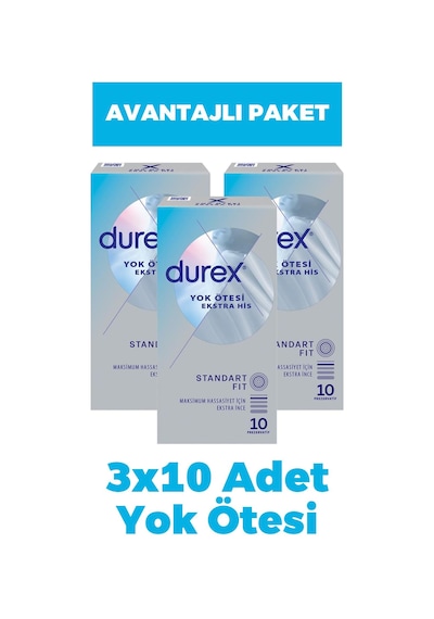 Durex Yok Ötesi Ekstra İnce Ekstra His 10'lu Prezervatif 3 Adet