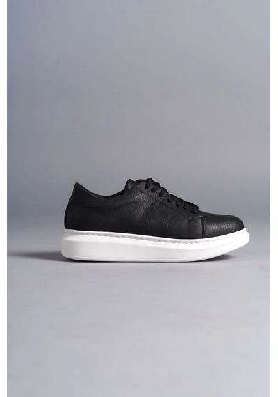 Slw151 Boost Bağcıklı Cilt Erkek Günlük Sneaker Ayakkabı Bt Siyah Siyah