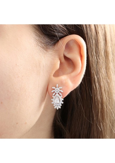 Effective Diamond Bereket Damlası Işıltılı Gümüş Küpe
