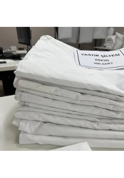 Mandaş 100 Adet Yastık Astarı Kılıfı Pamuklu Beyaz Fermuarlı 50x