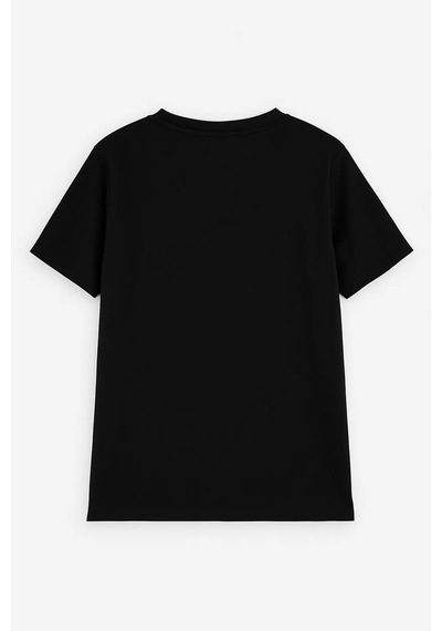 Erkek Bisiklet Yaka %100 Pamuk Helikopter Baskılı T-shirt Siyah