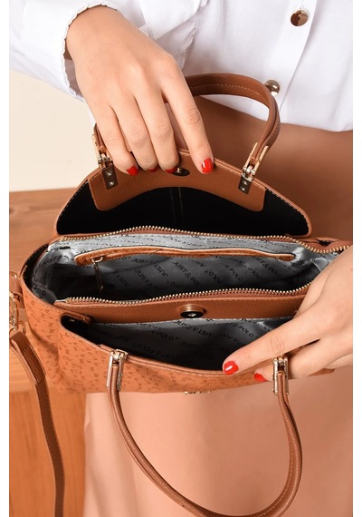 Just Polo Kadın Monogram Baskılı Orijinal Just Polo El Ve Omuz Çantası Ayarlanabilir Askısıyla 2120mh Tabaa