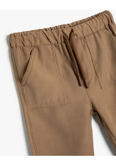 Koton Basic Jogger Pantolon Viskon Kumaş Kahverengi 4smb40005tw Kahverengi