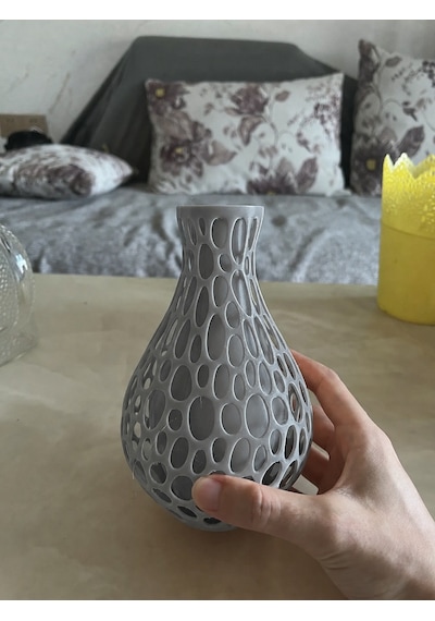 3d Baskı Petek Dokulu Vazo - Delikli Dekoratif Vazo-gri Çok Renkli