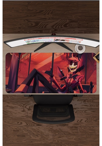 Hazbin Hotel Kaymaz Dikişli Kauçuk Oyuncu Mousepad V4 - 90x40 Xxl Gaming Mouse Pad Fare Altlığı