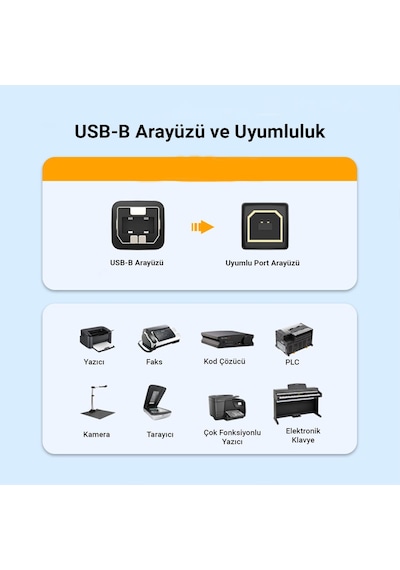 Veggieg Usb B Printer Tarayıcı Yazıcı Data Kablosu 10 Metre