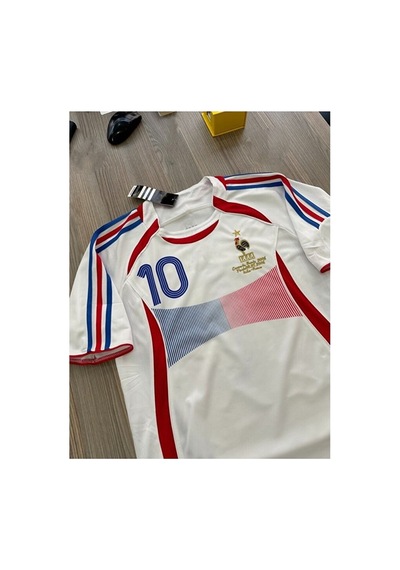 Fransa 2006 Dünya Kupası Zinedine Zidane Deplasman Forması Beyaz Çok Renkli