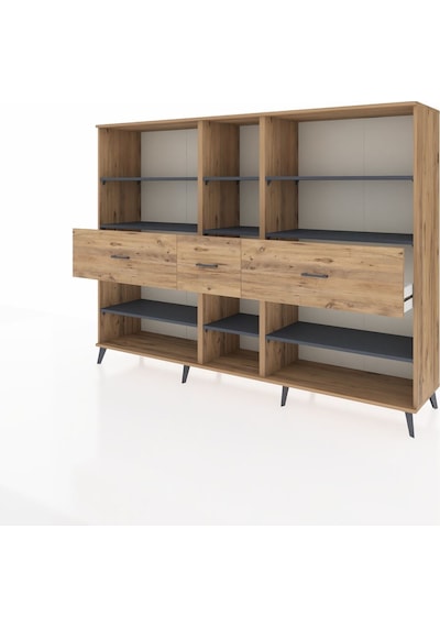 Hyperion Dolap 9 Raflı 3 Çekmeceli 220x44x163 Çam-antrasit/çam Antrasıt/atlas Çam - Atlas Çam Hyperion Dolap 9 Raflı 3 Çekmeceli 220x44x163 Çam-antrasit/çam Antrasıt/atlas Çam - Atlas Çam