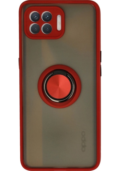 Cosmotex Newface Oppo Reno 4 Lite Kılıf Montreal Yüzüklü Silikon Kapak - Kırmızı