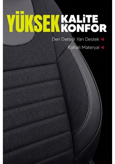 Nemrut Serisi Lakost Kumaş Universal Oto Koltuk Kılıfı Tam Set Siyah