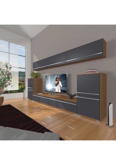 Decoraktiv Eko 9 Mdf Std Tv Ünitesi Tv Sehpası Ceviz - Antrasit