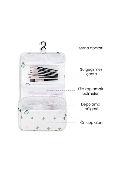 Vusign Vusıgn Kozmetik Saklama Çantası Seyahat Makyaj Organizer Çanta 24x9x20 Cm Beyaz Renk